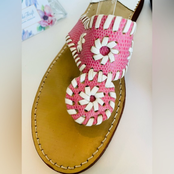 PALM BEACH Sandals Luxe/Hand Crafted 100% Leather Pink White Made In USA - Picture 5 of 15